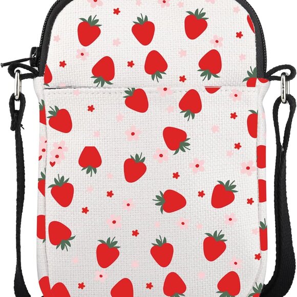 Waterproof Strawberry Print Mini Purse with Adjustable Strap for Everyday Chic - Picture 1 of 8